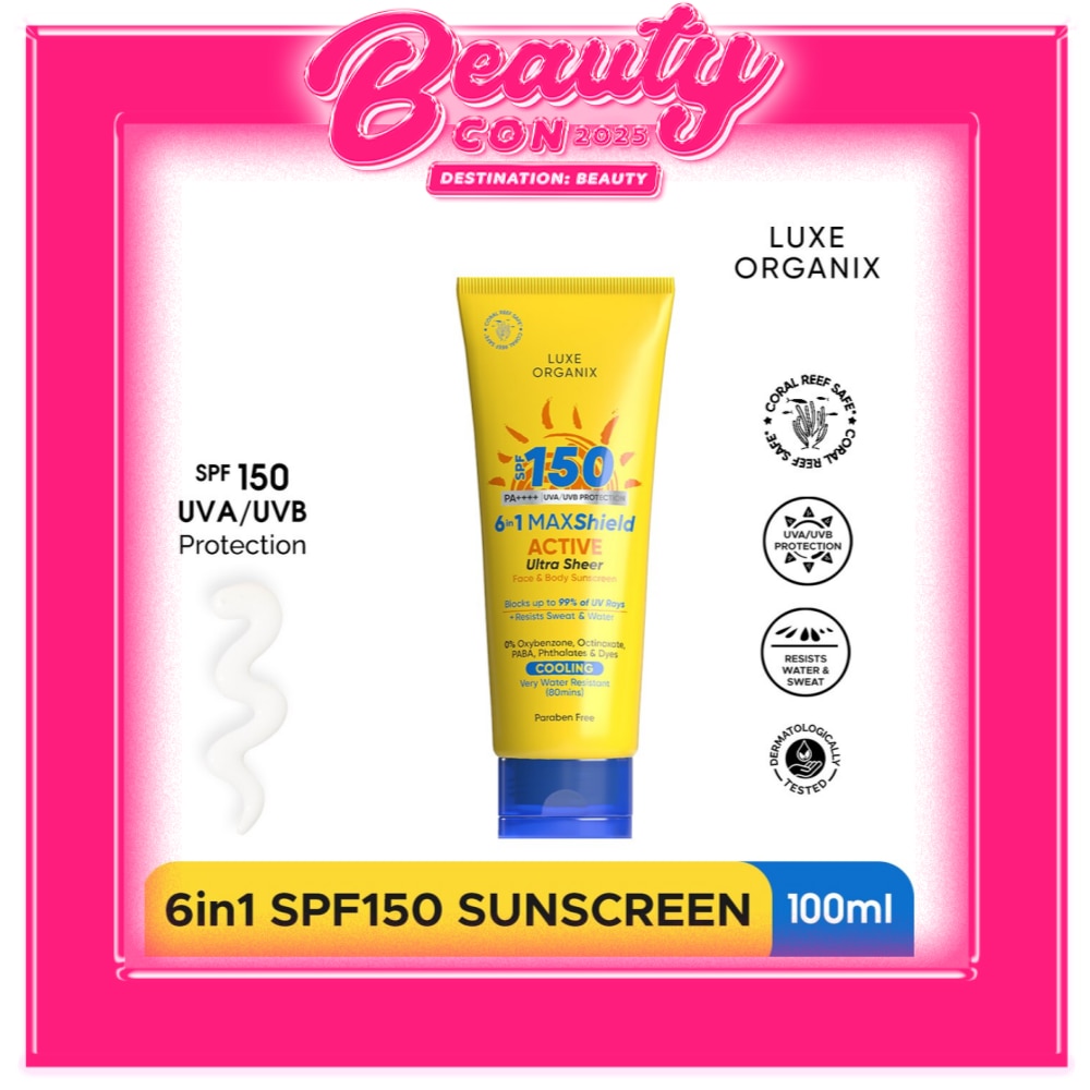 LUXE ORGANIX 6 in 1 Maxshield Active Ultra Sheer Face and Body Sunscreen 100ml