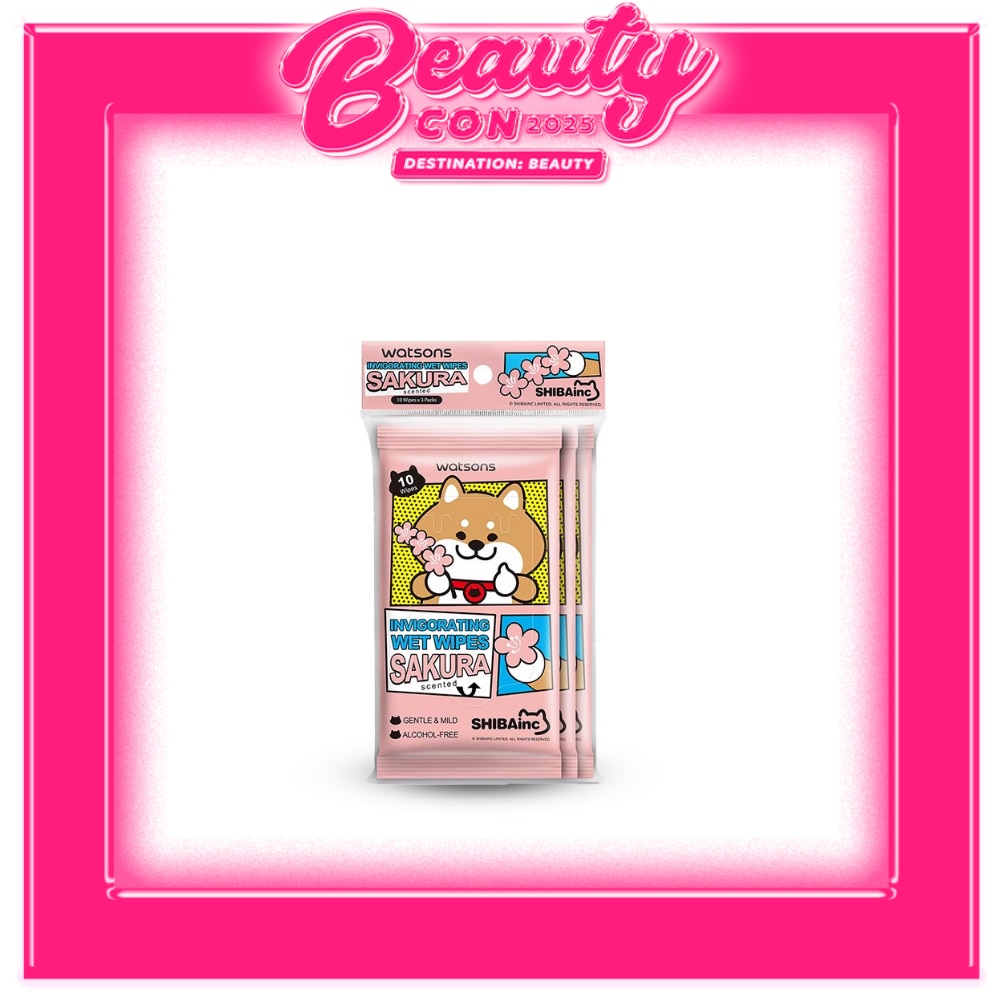 Watsons Shiba Invigorating Wet Wipes Sakura Scented  10S X 3Pk