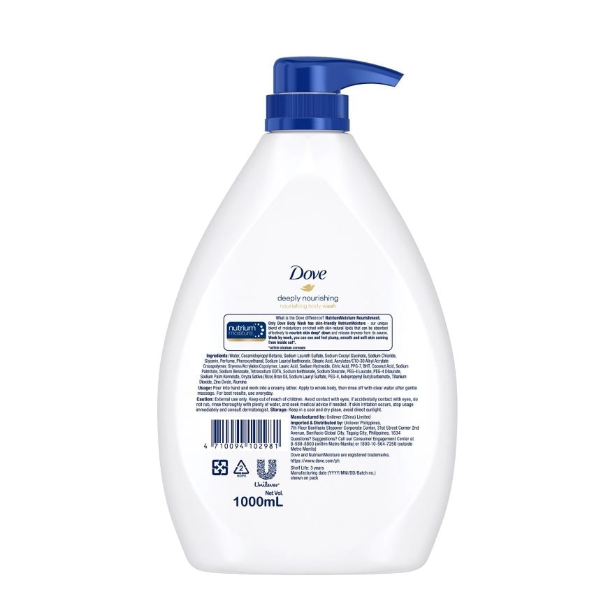 DOVE Deeply Nourishing Body Wash 1L 30 Percent Off