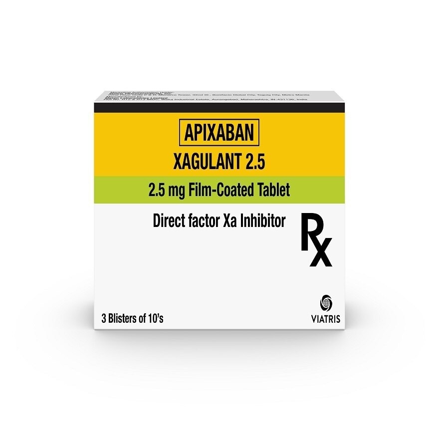 Xagulant Apixaban 2.5mg Film-Coated Tablet sold per piece [PRESCRIPTION REQUIRED]