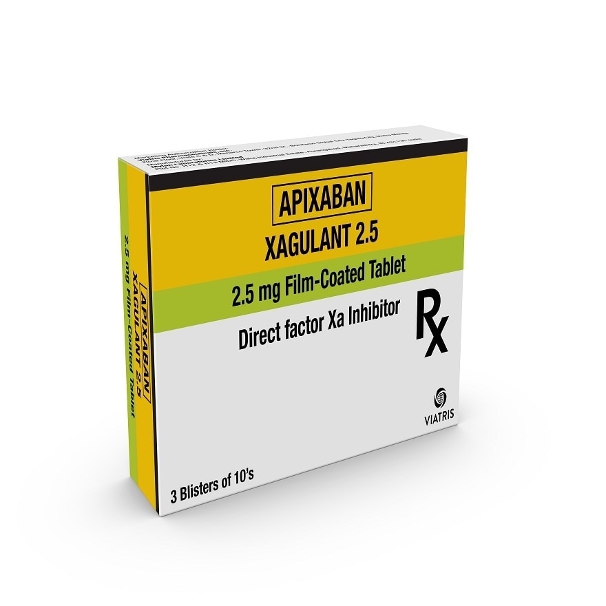 Xagulant Apixaban 2.5mg Film-Coated Tablet sold per piece [PRESCRIPTION REQUIRED]