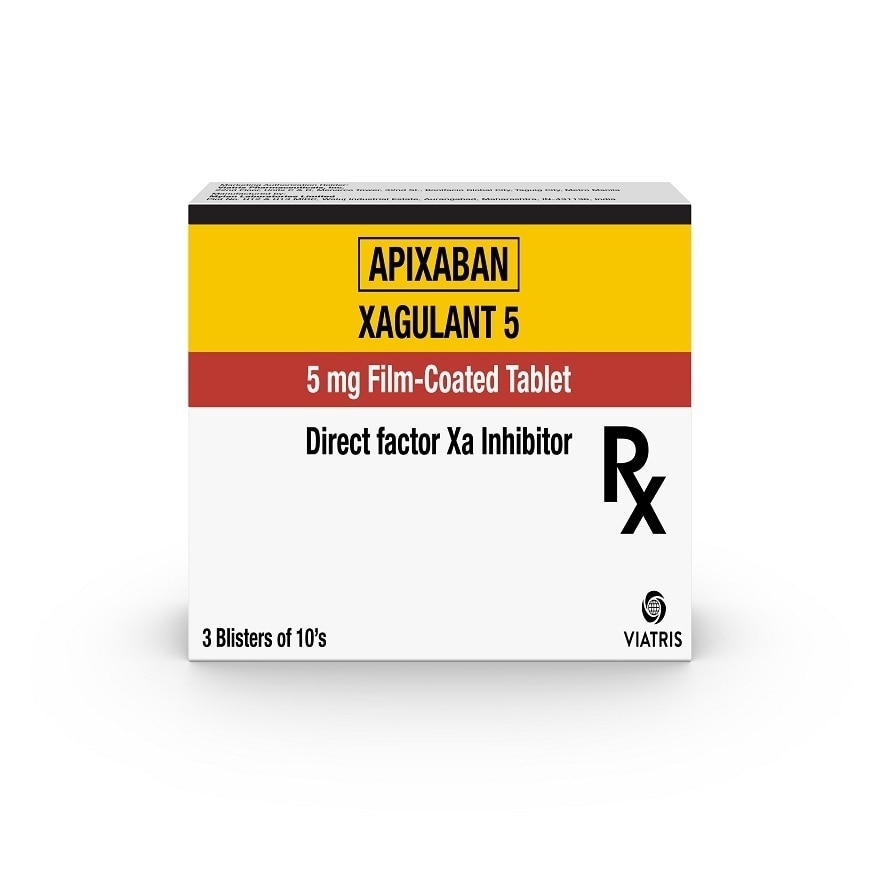 Xagulant Apixaban 5mg Film-Coated Tablet sold per piece [PRESCRIPTION REQUIRED]