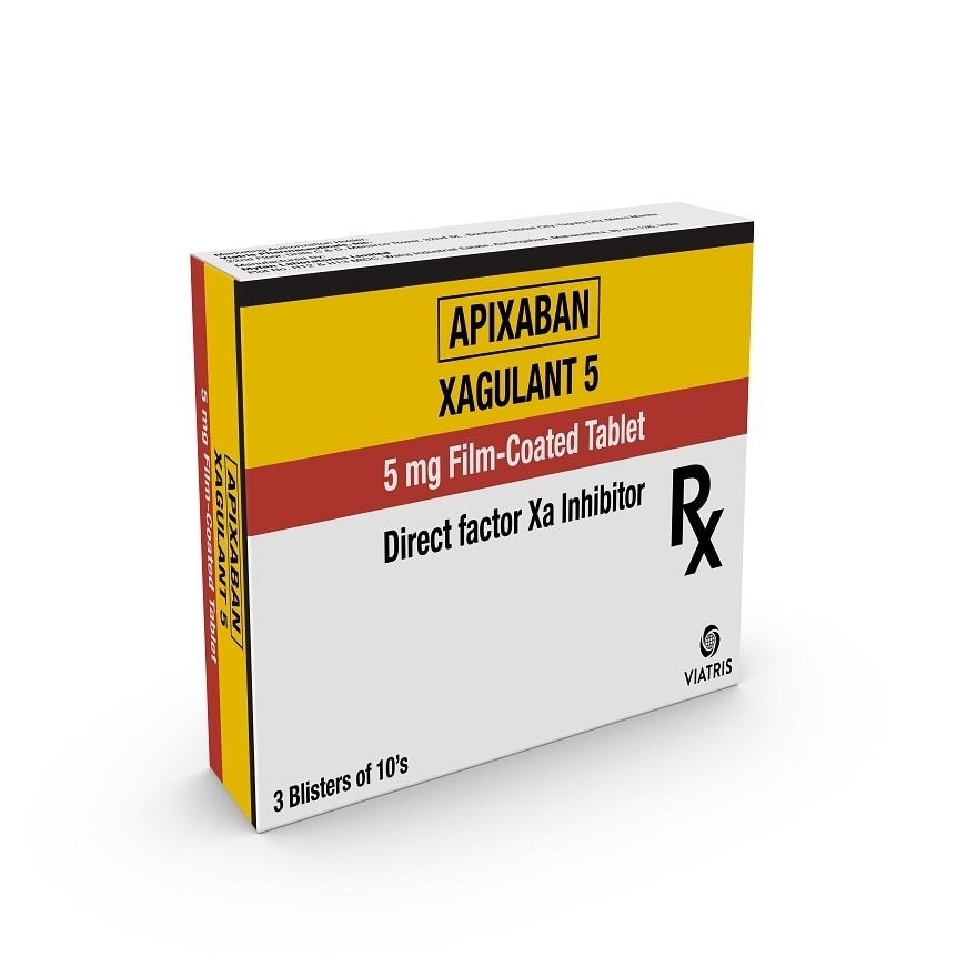 Xagulant Apixaban 5mg Film-Coated Tablet sold per piece [PRESCRIPTION REQUIRED]