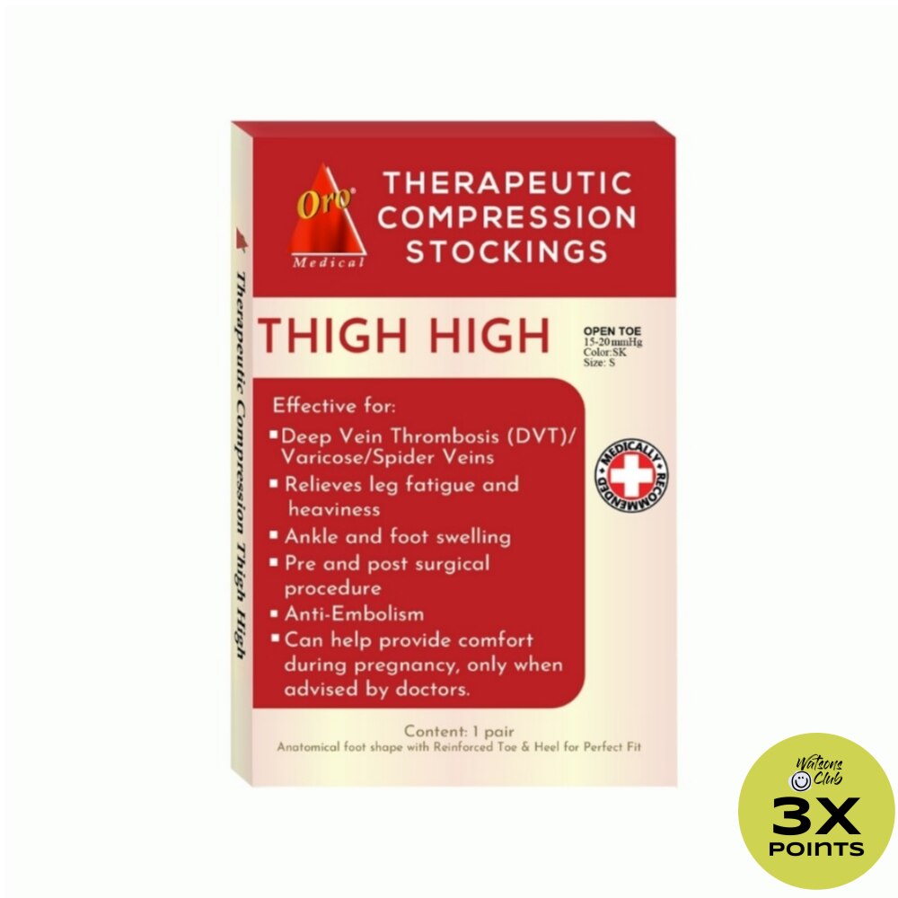 ORO INTIMO Therapeutic Compression Stockings Open Toe Thigh High 15-20 MMHG Small Skintone