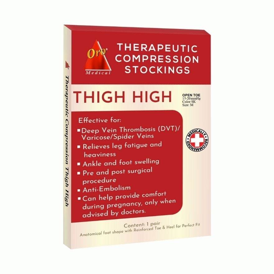 ORO INTIMO Therapeutic Compression Stockings Open Toe Thigh High 15-20 MMHG Medium Skintone