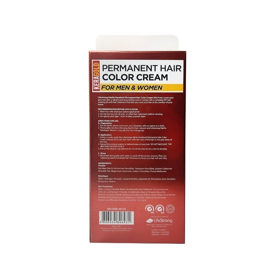 Hairfix Keragold Permanent Hair Color Cream 120Ml  Black