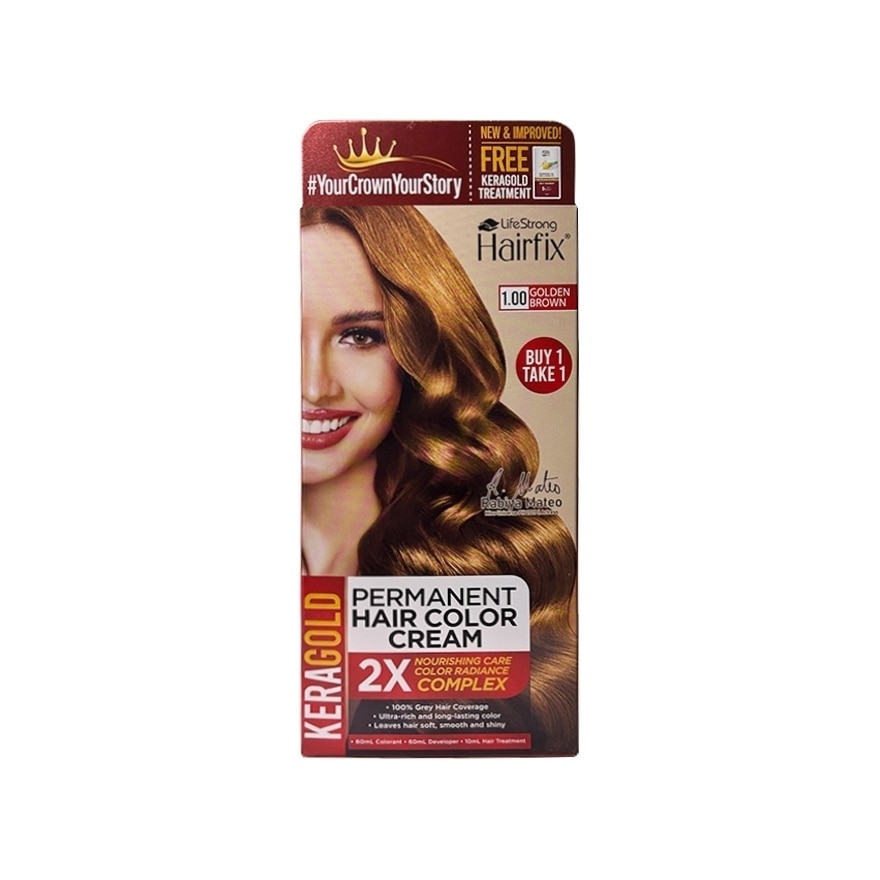 Hairfix Keragold Permanent Hair Color Cream 120Ml  Golden Brown