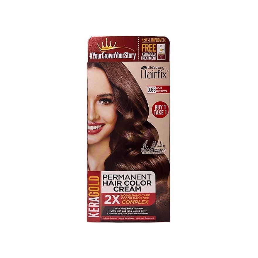 Hairfix Keragold Permanent Hair Color Cream 120Ml  Ash Brown