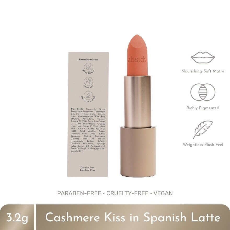 ABSIDY Cashmere Kiss Matte Lipstick Spanish Latte 3.2 g