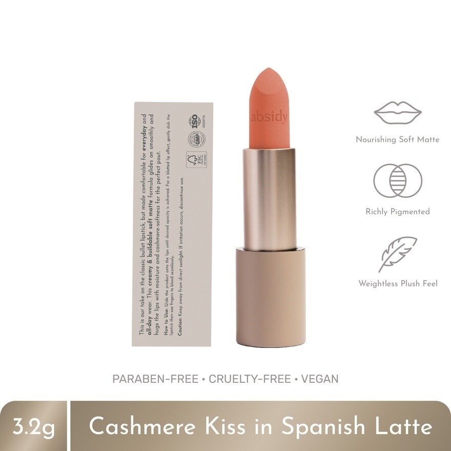 ABSIDY Cashmere Kiss Matte Lipstick Spanish Latte 3.2 g