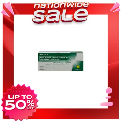 WATSONS GENERICS WATSONS GENERICS Paracetamol + Phenylephrine Hydrochloride + Chlorphenamine Maleate 500mg/10mg/2mg Sold Per Piece (Expiry: March 29, 2026)