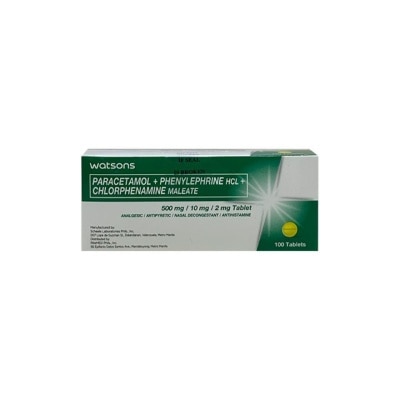 WATSONS GENERICS WATSONS GENERICS Paracetamol + Phenylephrine Hydrochloride + Chlorphenamine Maleate 500mg/10mg/2mg Sold Per Piece (Expiry: March 29, 2026)
