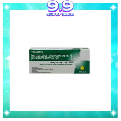 WATSONS GENERICS WATSONS GENERICS Paracetamol + Phenylephrine Hydrochloride + Chlorphenamine Maleate 500mg/10mg/2mg Sold Per Piece (Expiry: March 29, 2026)