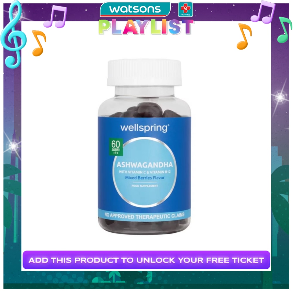 WELLSPRING Ashwagandha with Vitamin C & Vitamin B12 Gummies 60s