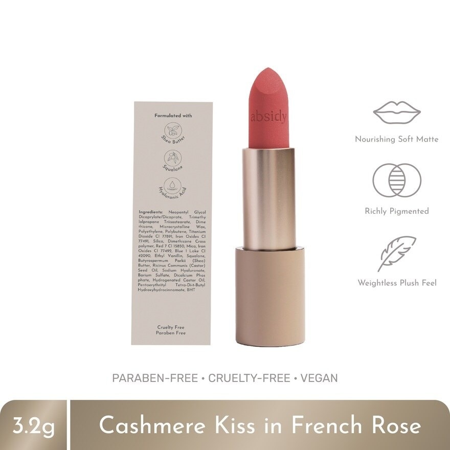 ABSIDY Cashmere Kiss Matte Lipstick French Rose 3.2 g