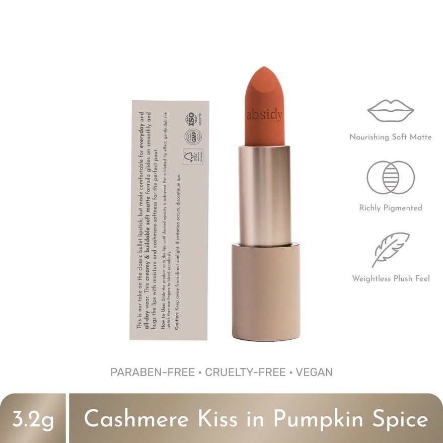 ABSIDY Cashmere Kiss Matte Lipstick Pink Skies 3.2g