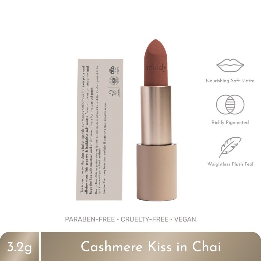 ABSIDY Cashmere Kiss Matte Lipstick Chai 3.2 g