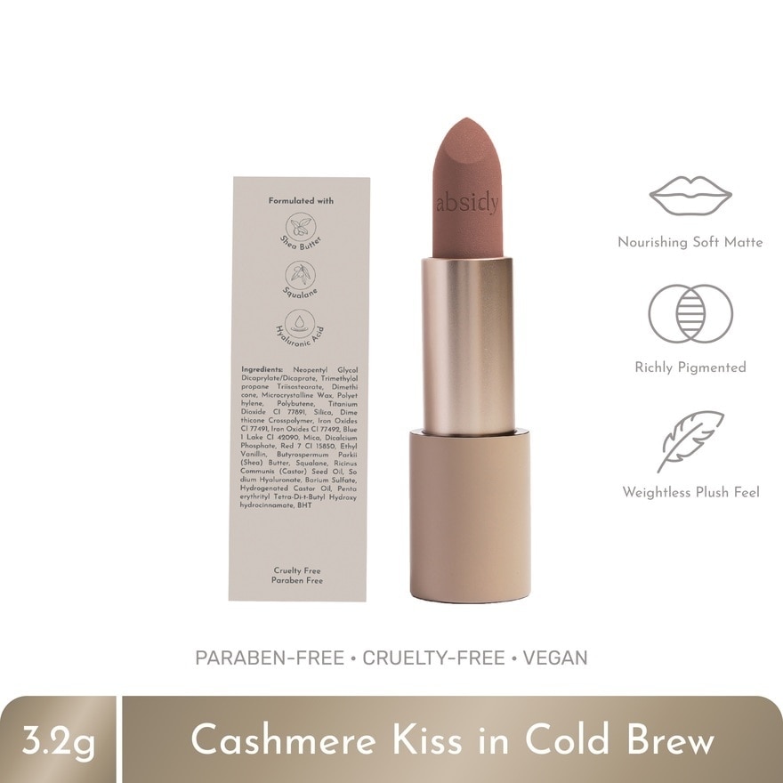 ABSIDY Cashmere Kiss Matte Lipstick Cold Brew 3.2 g