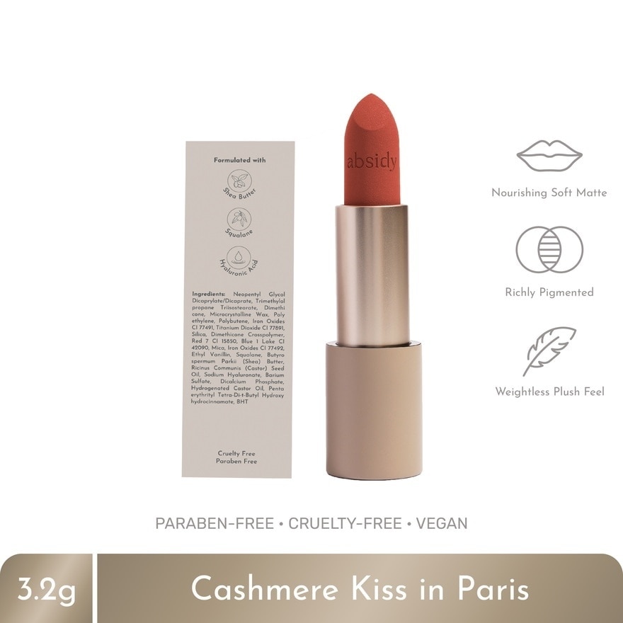 ABSIDY Cashmere Kiss Matte Lipstick Paris 3.2 g