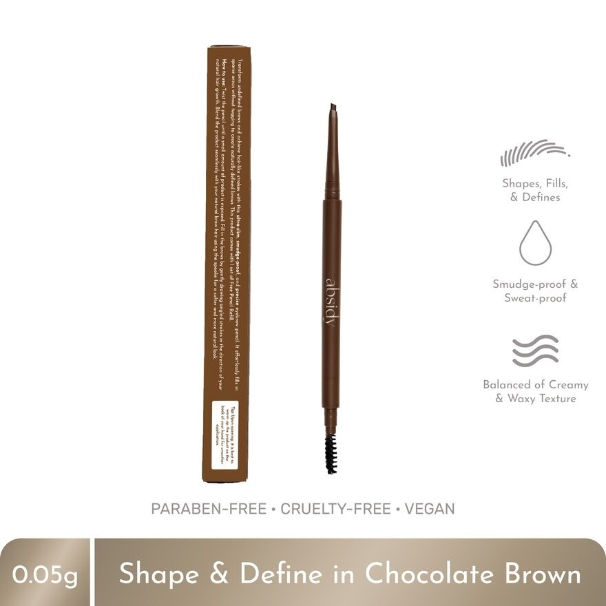 ABSIDY Shape & Define Brow Pencil Chocolate Brown w/ Free Refill