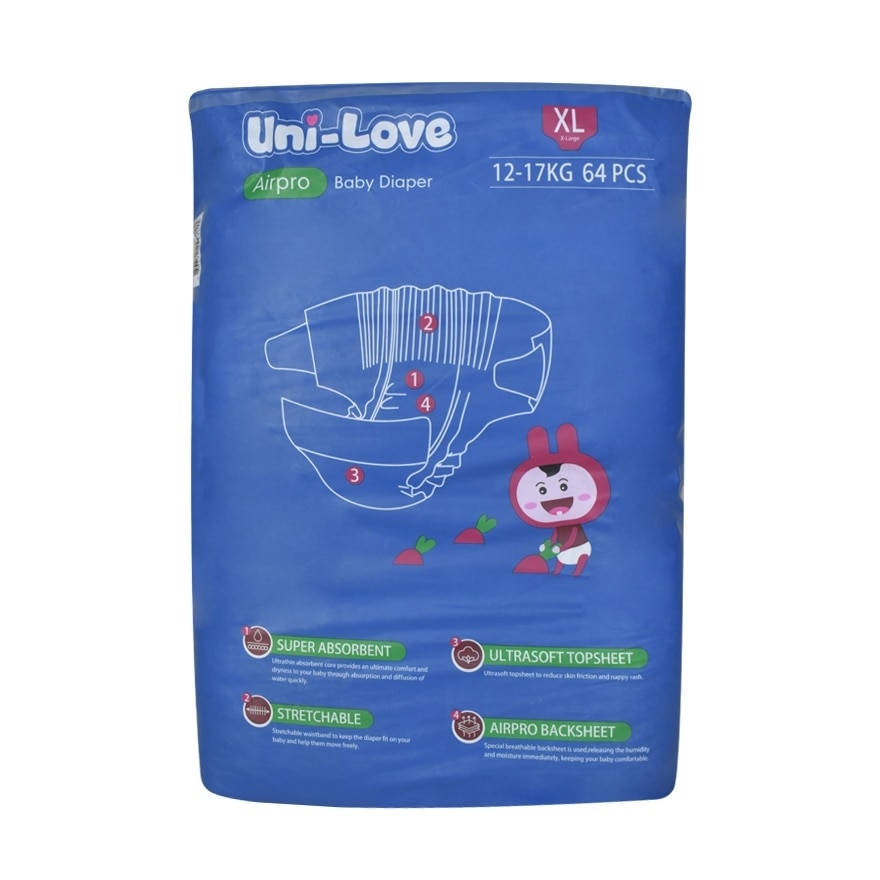 Uni-Love Airpro Baby Diaper (X-Large) 64's