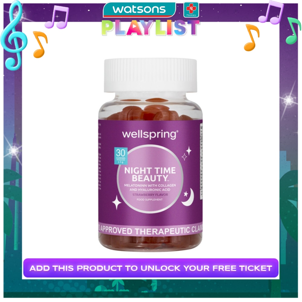 Wellspring Night Time Beauty Melatonin Gummies With Collagen + Hyaluronic Acid 30S