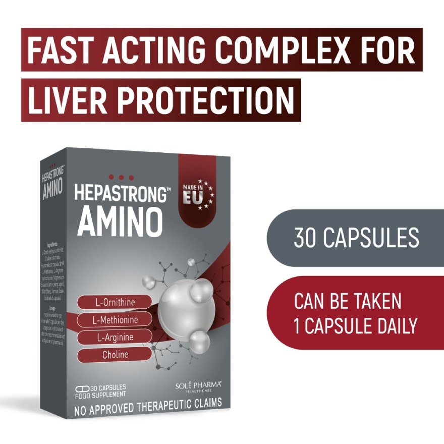 HEPASTRONG Amino Food Supplement 30 Capsules