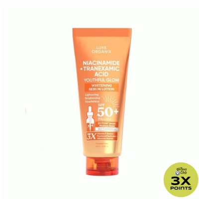 LUXE ORGANIX Luxe Organix Niacinamide + Tranexamic Acid Youthful Glow Whitening Serum Lotion Spf 50 Pa++++ 200Ml