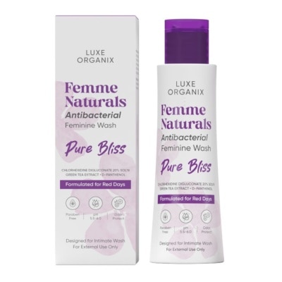 LUXE ORGANIX Luxe Organix Femme Naturals Antibacterial Feminine Wash Pure Bliss Formulated For Red Days 120Ml