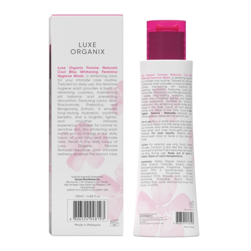 Luxe Organix Femme Naturals Whitening Feminine Wash Cool Bliss Formulated For Daily Use 120Ml