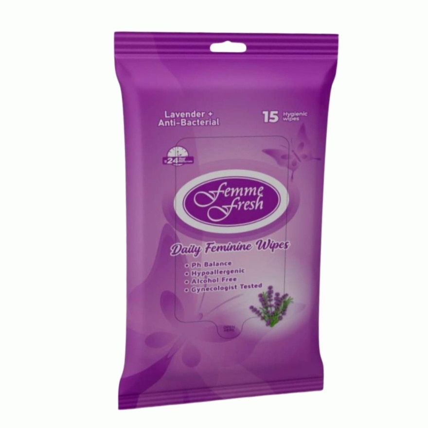 FEMME FRESH Daily Feminine Wipes Lavender + Antibacterial