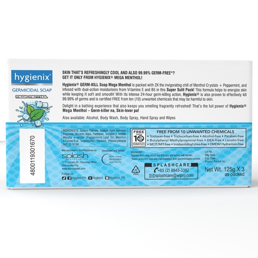 Hygienix Germkill Mega Menthol Soap 125G Tripid