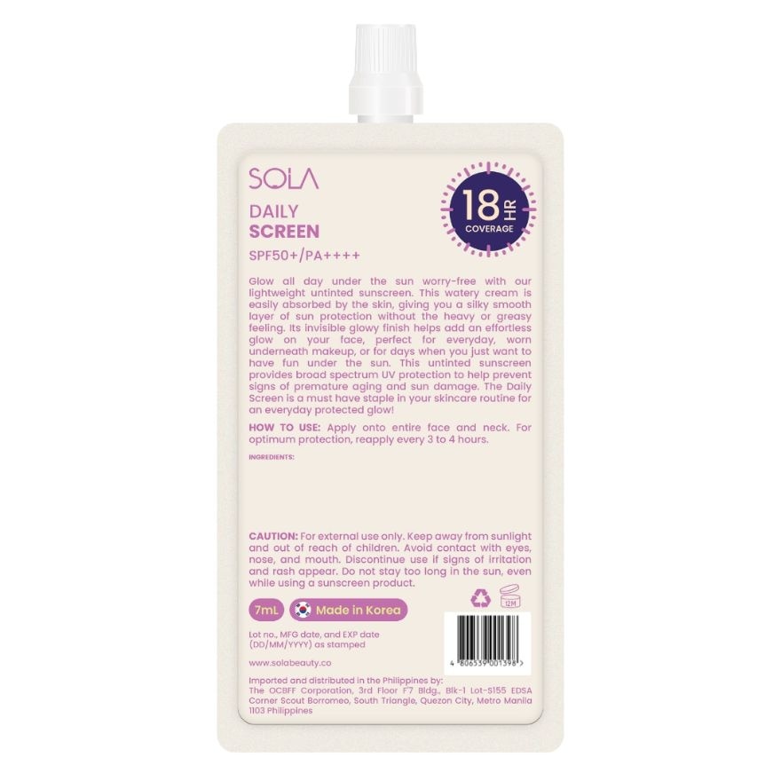 SOLA Daily Screen SPF 50+ PA++++ 7ml