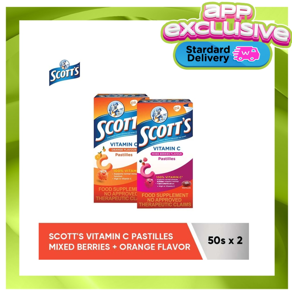 SCOTTS Scotts Vitamin C Pastilles Orange 50s & Mixed Berries 50s (Available in Standard Home Delivery Only)