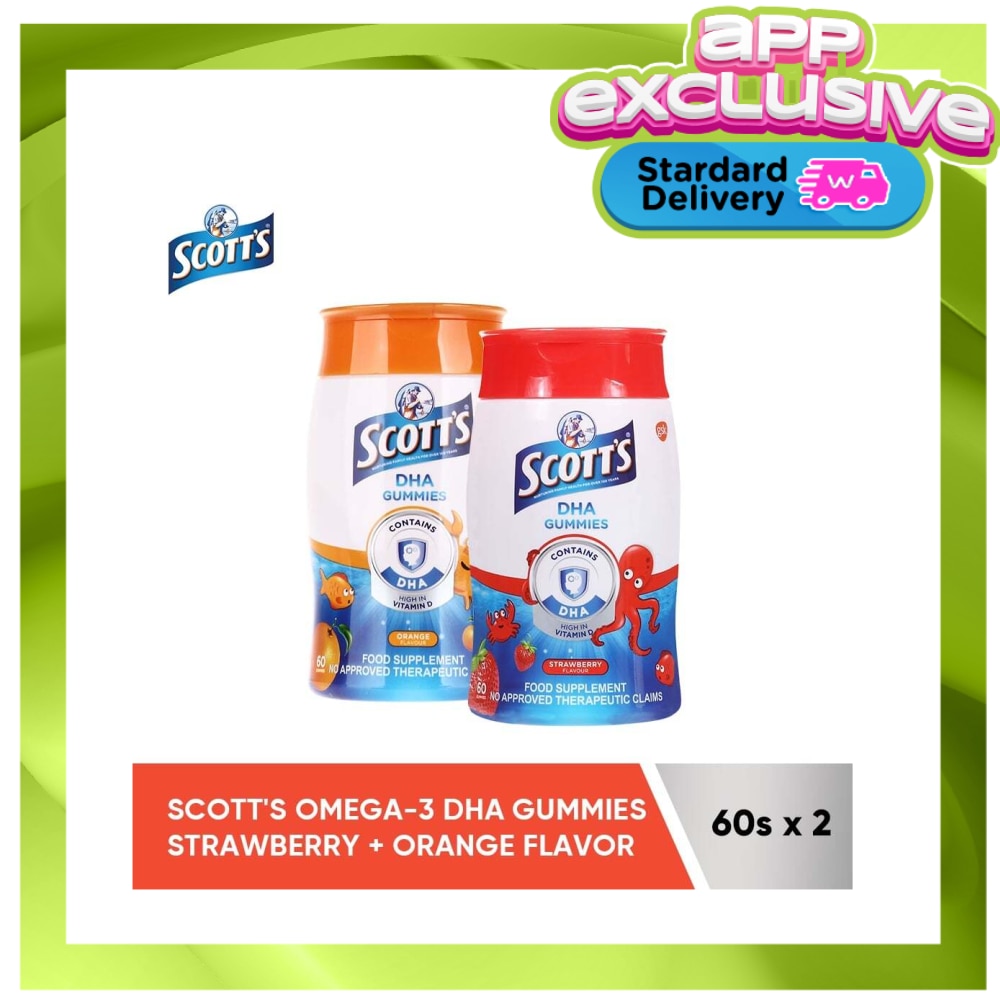 SCOTTS Scotts DHA Gummies Strawberry 60s & Orange 60s (Available in Standard Home Delivery Only)