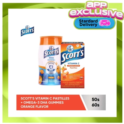 SCOTTS SCOTTS Scotts Vitamin C Pastilles Orange 50s & DHA Gummies Orange 60s (Available in Standard Home Delivery Only)
