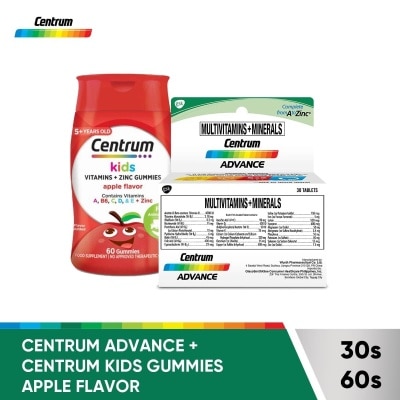 CENTRUM Centrum Advance 30s & Centrum Kids Gummies Apple 60s