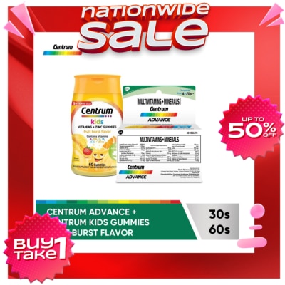 CENTRUM Centrum Advance 30s & Centrum Kids Gummies Fruit Burst 60s