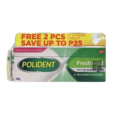 POLIDENT - Polident Regimen Pack: Freshmint Buy Adhesive 20g free 2 cleansers