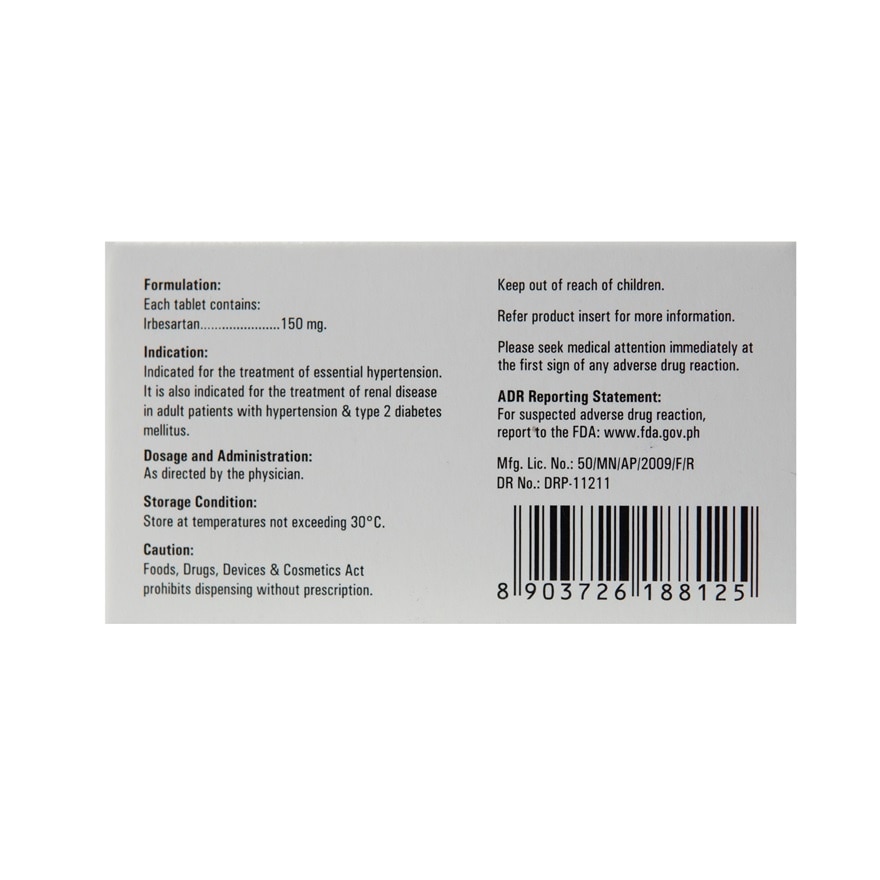 IRBIS H 150 150mg Tablet Sold Per Piece [PRESCRIPTION REQUIRED]