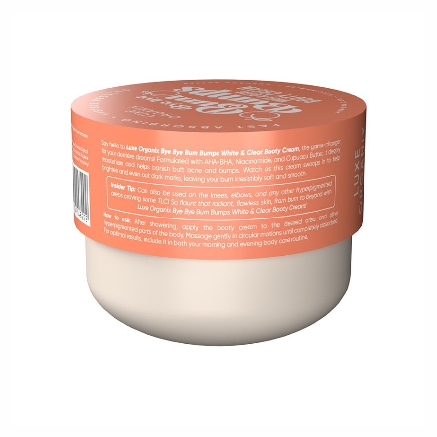 LUXE ORGANIX Bye Bye Bum Bumps White & Clear Booty Cream 230g