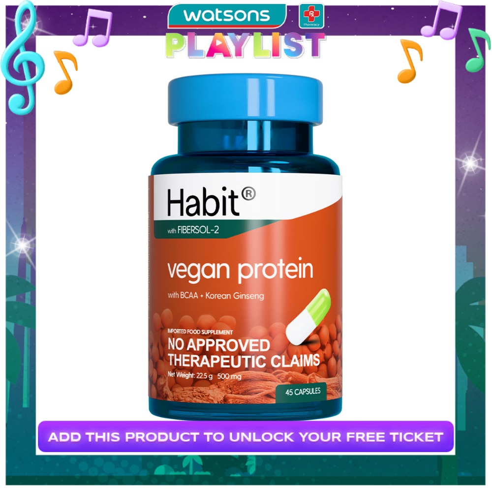 HABIT Vegan Protein with BCAA + Korean Ginseng 45 capsules (Post workout supplement)