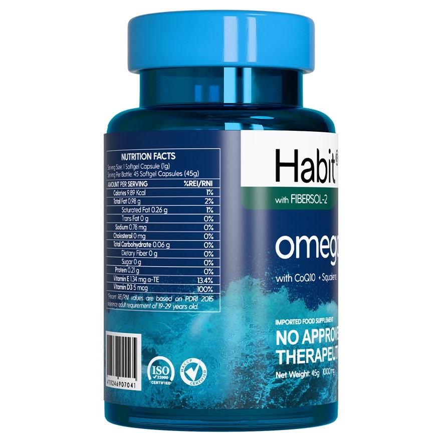 HABIT Omega-3 with CoQ10 + Squalene 45 softgel capsules (Heart health)