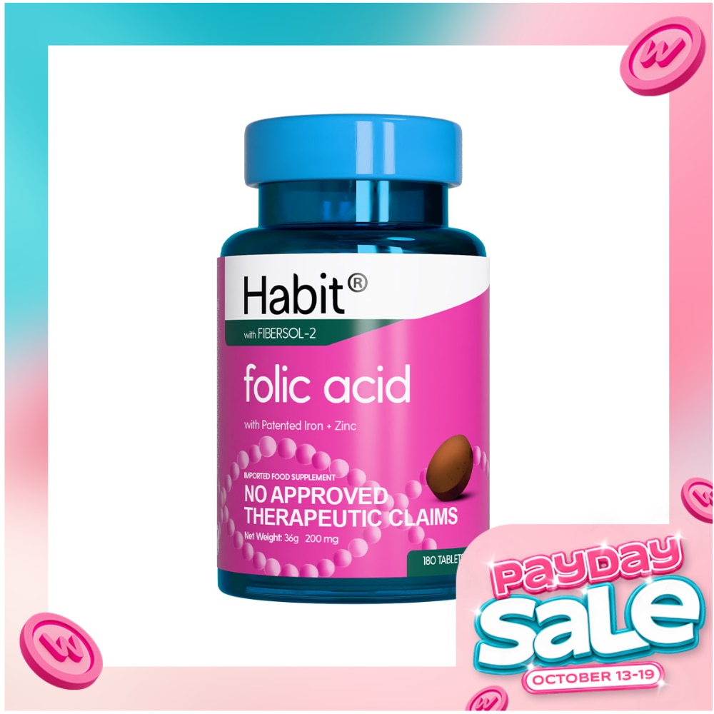 HABIT Folic Acid with Patented Iron + Zinc 180 tablets (Prenatal supplement) image