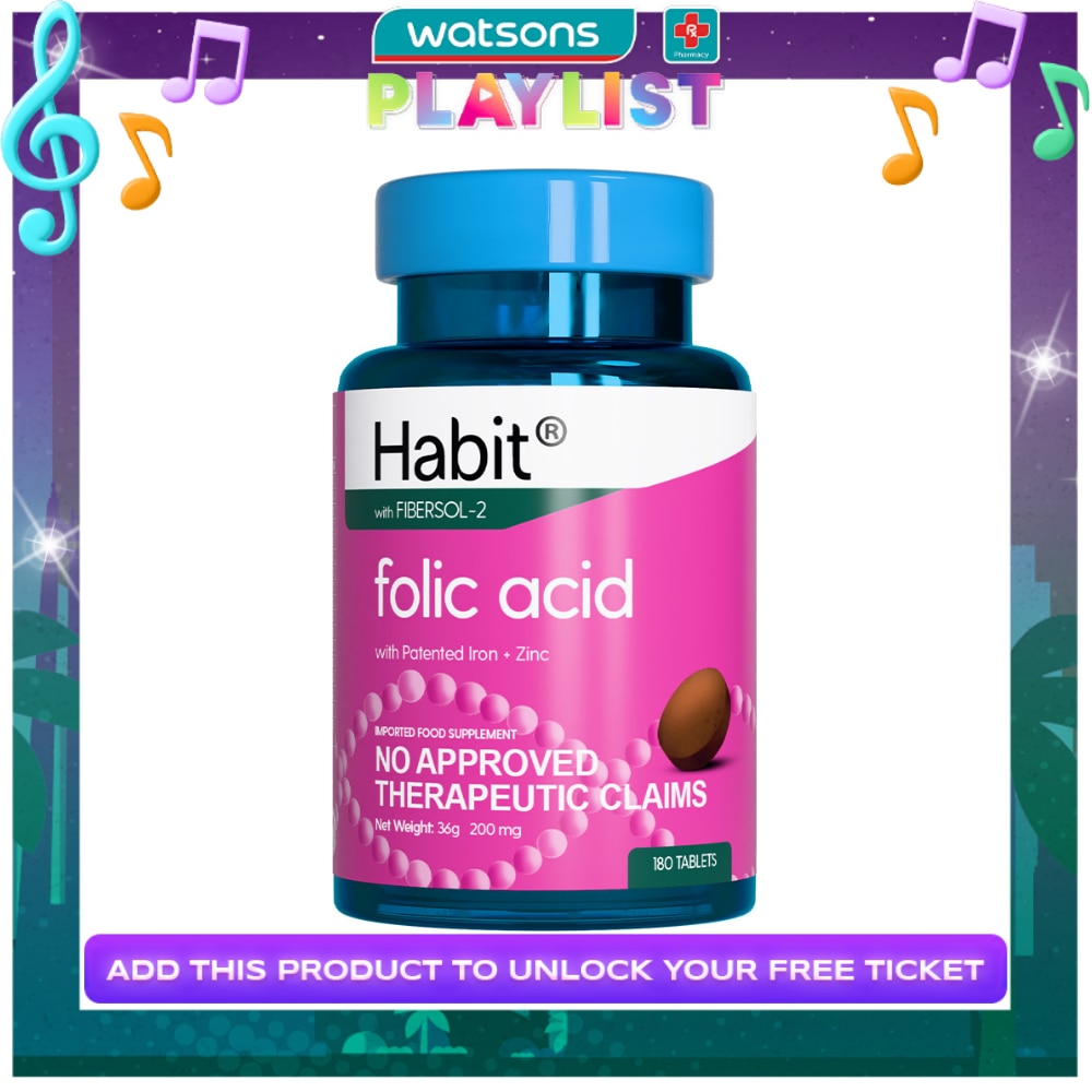 HABIT Folic Acid with Patented Iron + Zinc 180 tablets (Prenatal supplement)