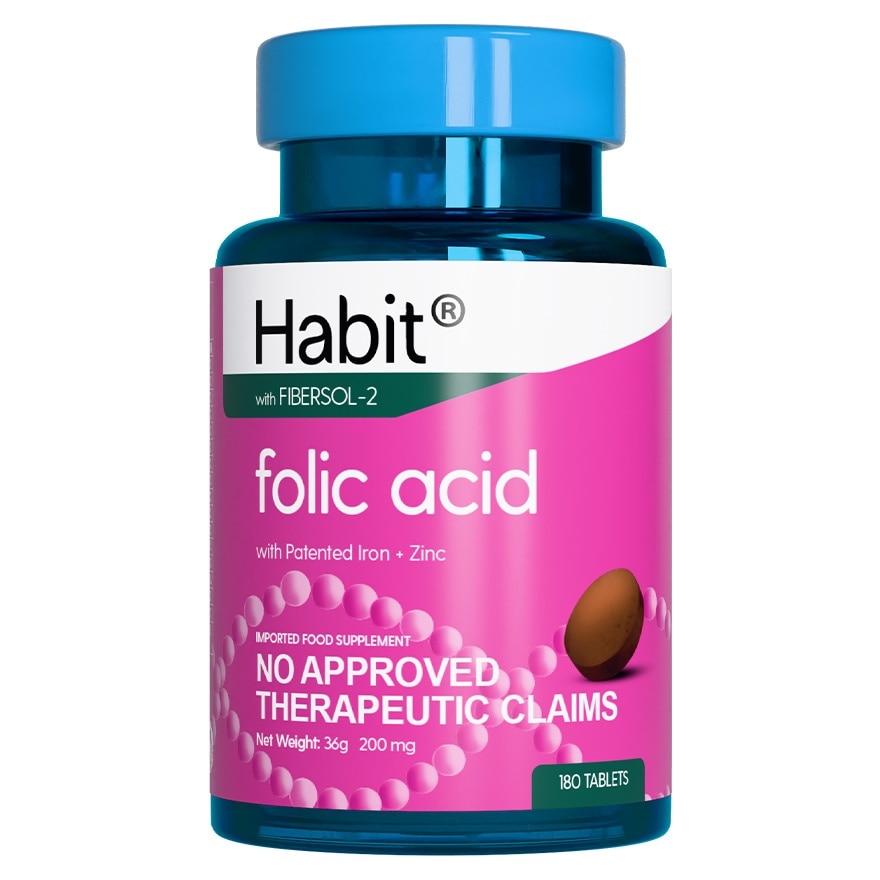 HABIT Folic Acid with Patented Iron + Zinc 180 tablets (Prenatal supplement)