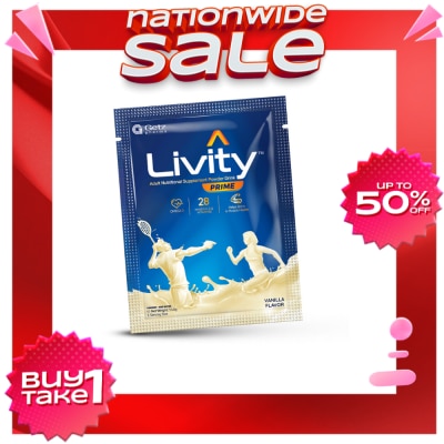 LIVITY PRIME LIVITY PRIME Adult Nutritional Supplement Powder Drink Vanilla Flavor 1 Sachet 53.8g