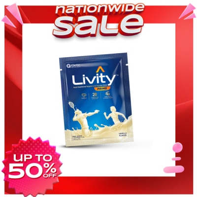 LIVITY PRIME LIVITY PRIME Adult Nutritional Supplement Powder Drink Vanilla Flavor 1 Sachet 53.8g