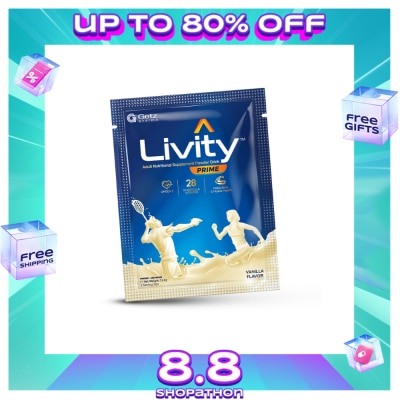 LIVITY PRIME LIVITY PRIME Adult Nutritional Supplement Powder Drink Vanilla Flavor 1 Sachet 53.8g