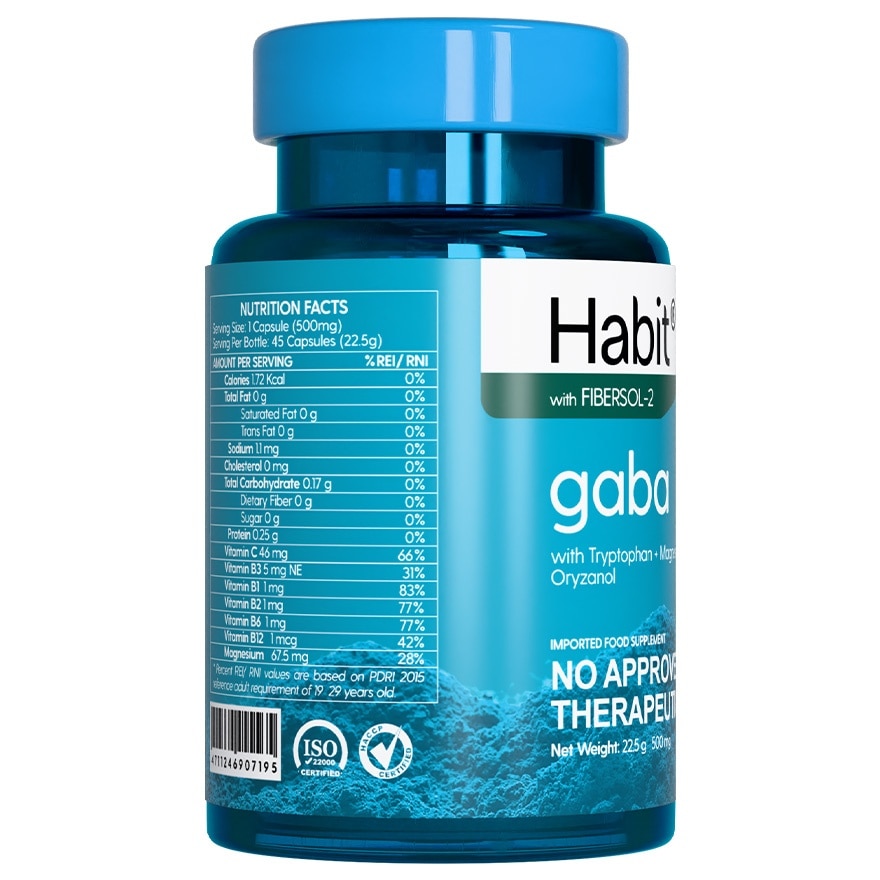 HABIT GABA with Tryptophan + Magnesium + Oryzanol 45 capsules (Sleep enhancer)